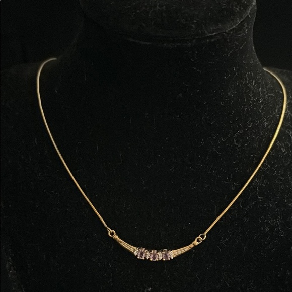 Jewelry - Elegant Gold Necklace with Purple Amethyst Accents